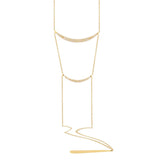 0.34ct 14k Yellow Gold Diamond Pave Lariat Necklace